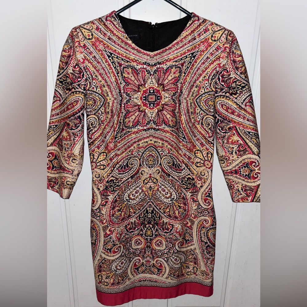MANGO~MNG imprimée Boho Elegant Paisley Long Sleeve Dress~Sz.4